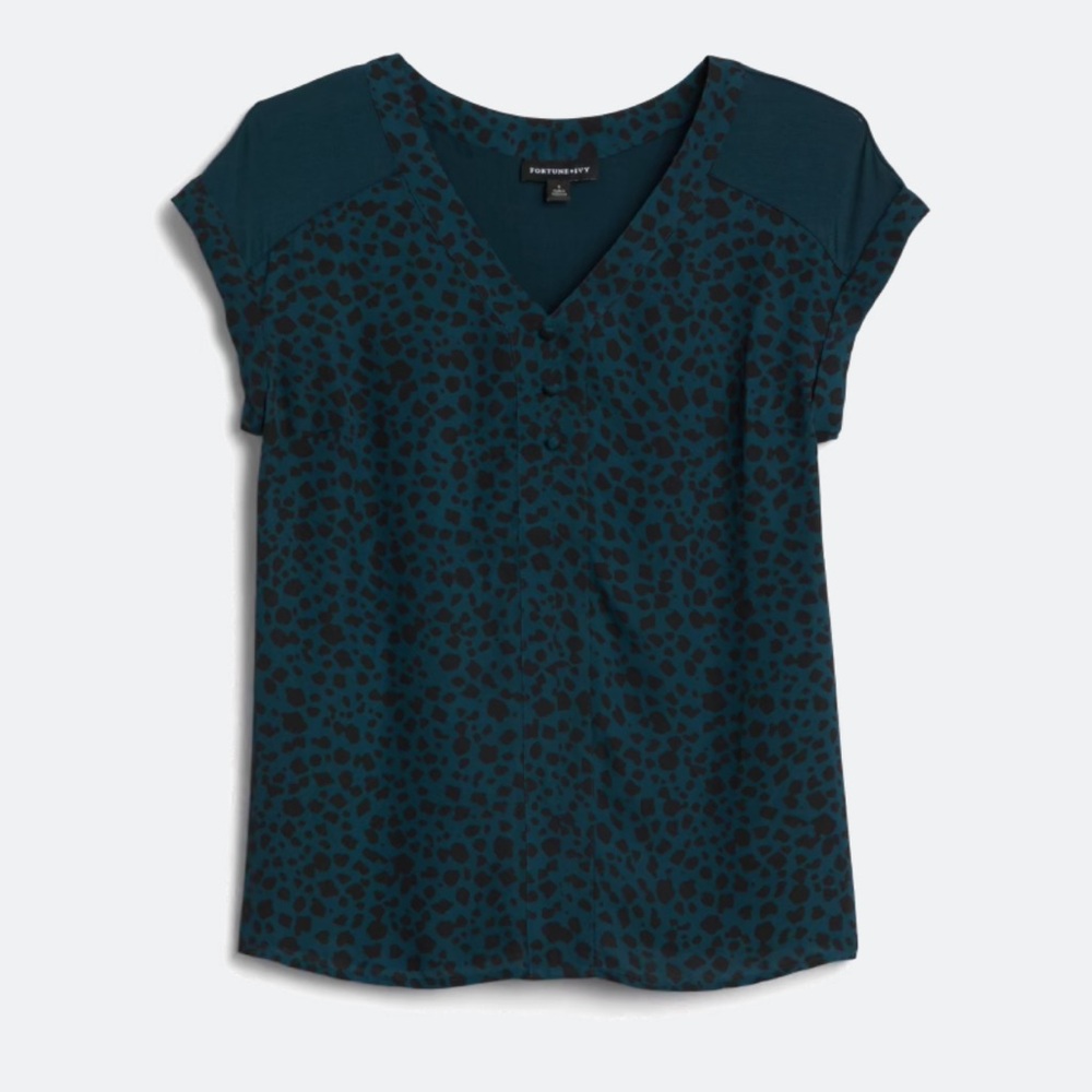FORTUNE + IVY- Helina Mixed Material Blouse size XXL